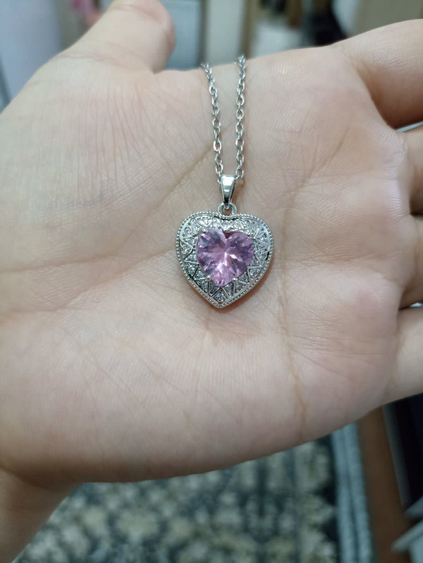 گردنبند استیل مدل قلب صورتی