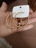 گوشواره حلقه ای طلایی بافتدار (طرح طناب)
